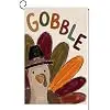 Fall Thanksgiving Garden Flag 12x18 Gobble Turkey Yard Decor jjp
