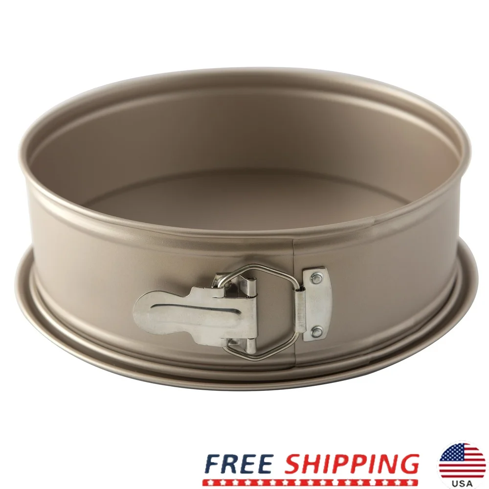 

9 Inch Nonstick Carbon Steel Springform Cake Pan Leak Resistant Unlocking Ring Easy Release Cheesecake and Desserts