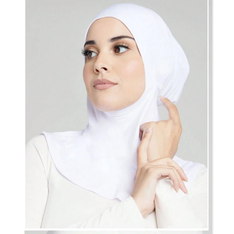 Confezione da 2 cappelli Bandana tinta unita da donna musulmani Mini Hijab Copricollo islamico modale sotto la sciarpa Copricapo