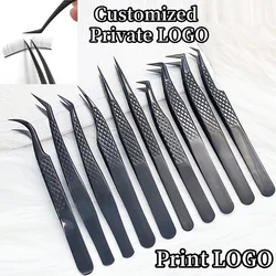 Precise False Lash Tweezers For Eyelash Extension Clip Make Fans Boot isolation Artist Nail Art Tools Customized Private LOGO