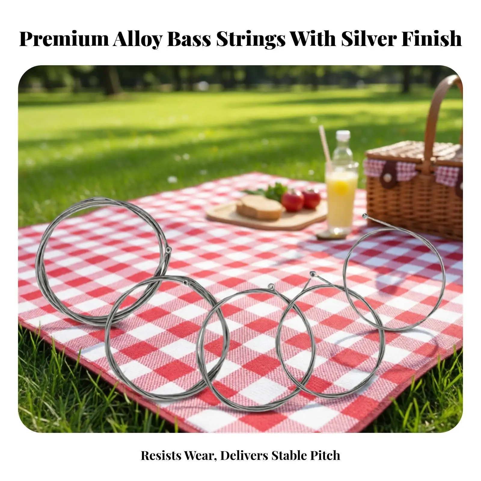 5 String Bass Guitar Strings Hexagonal Core Alloy Electric Bass Replacement Pack for Smooth Touch Performance