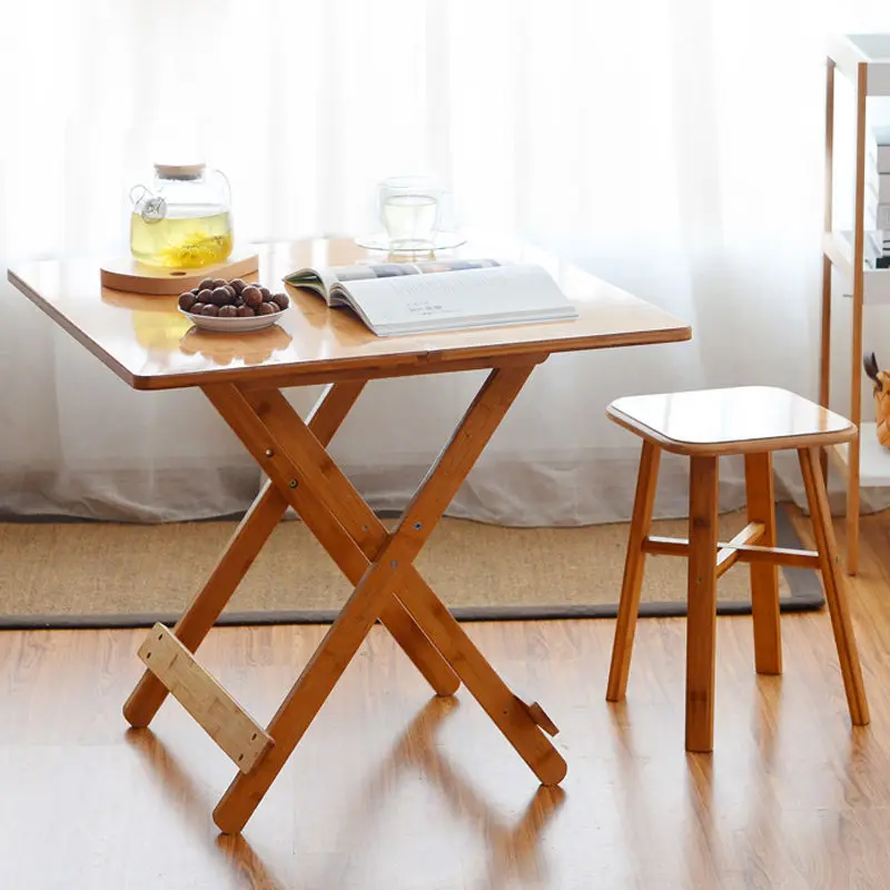 

Bamboo Table Portable Small Simple Folding Dining Table Apartment Table Solid Wood Eight-Immortal