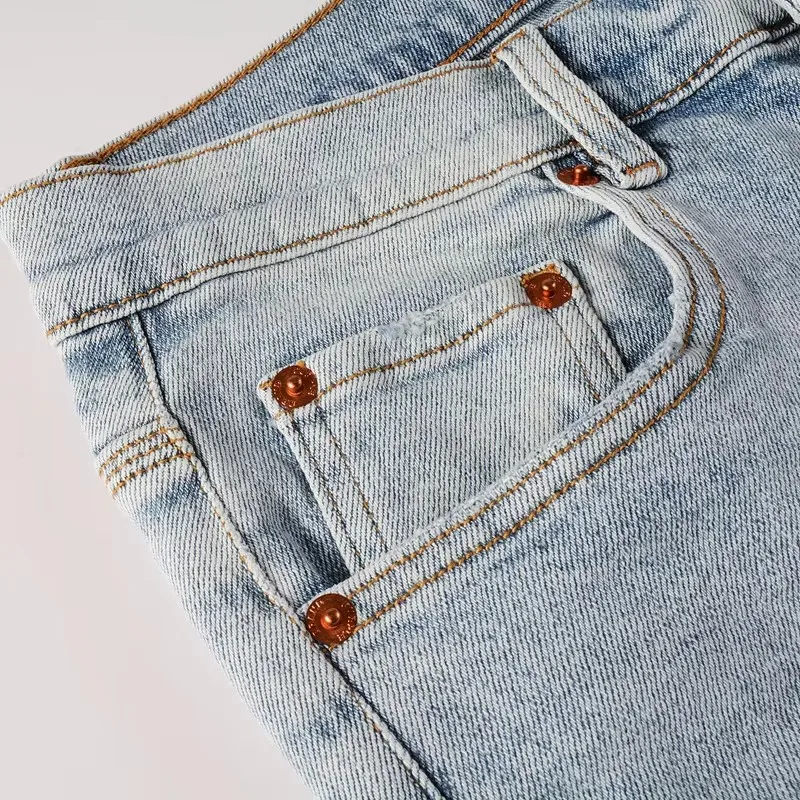 2024ss Jeans da strada da uomo marchi vintage di alta qualità riparazione pantaloni skinny in denim a bassa elevazione