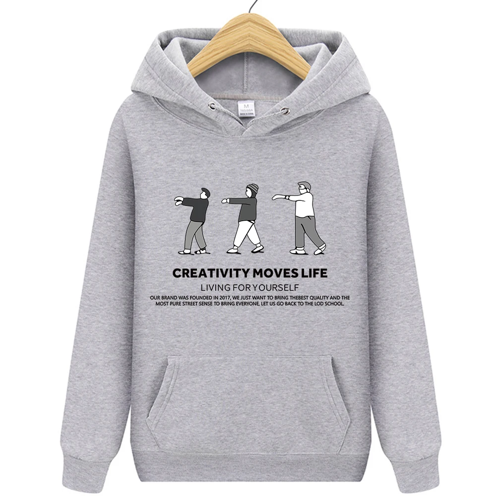 

Designer Creativity Move Life Zombie Jumping Clothes Men Funny Casual Streetwear Personality Pullover Hoodies Fleece Casual Tops