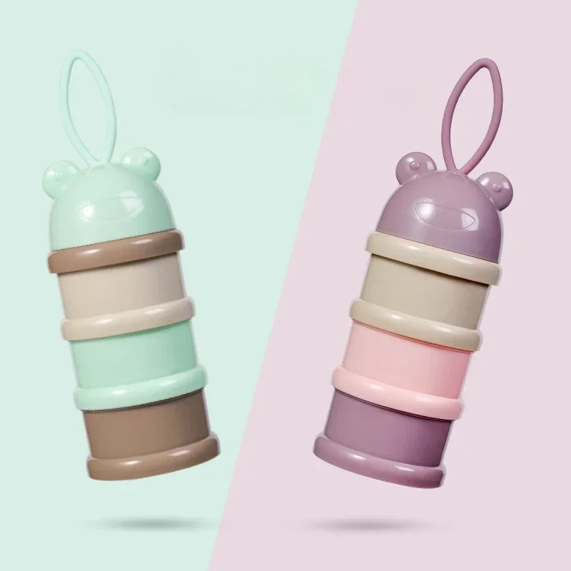 1PC Colourful baby 3-Tier Milk Powder Box Individual Tiered Milk Powder Compartments Children's Portable Rotating Milk Powder Bo