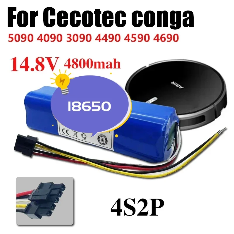 for CECOTEC CONGA 14.8V 4800mAh battery 4090 4490 Mopping Robot 4s2p Battery Pack Netease Intelligent Manufacturing NIT Model
