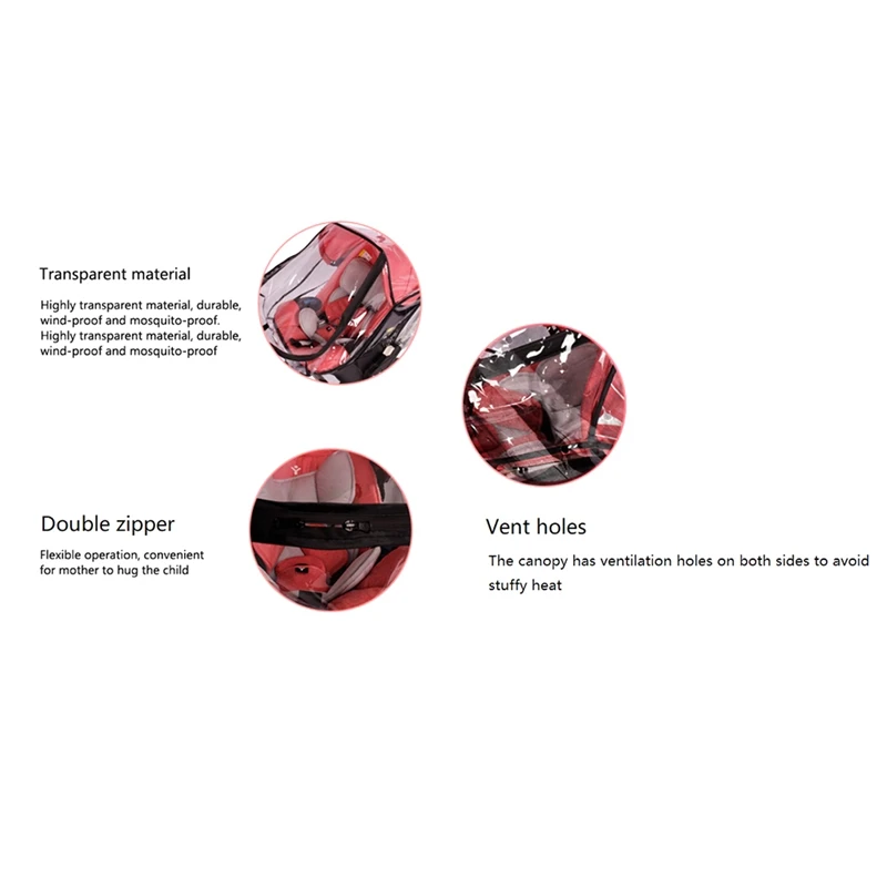 عربة أطفال غطاء للمطر تنفس مزدوجة سستة يندبروف غطاء للمطر عربة معطف واق من المطر مقعد الطفل قطع غيار السفر #3