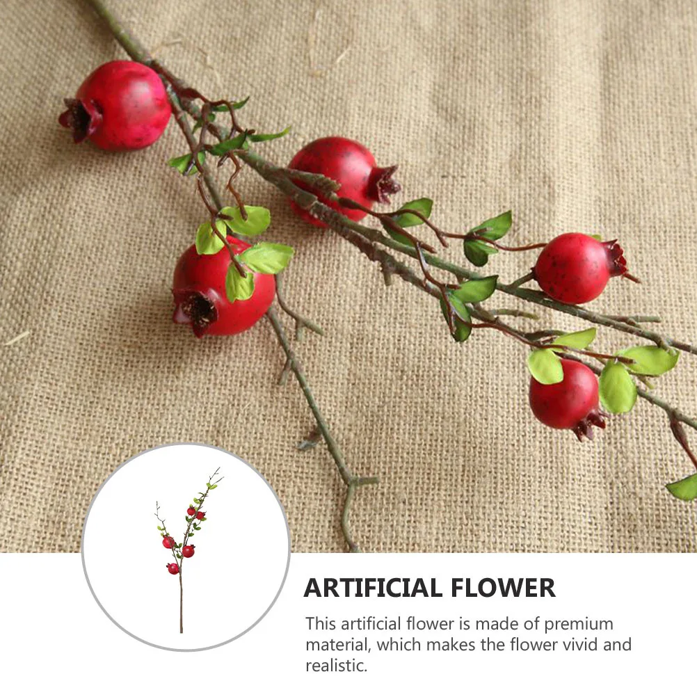 

1Pcs Artificial Simulated Pomegranate Branch Red Fake Flower Home Garden Decoration Wedding Festival Thanksgiving Ornament