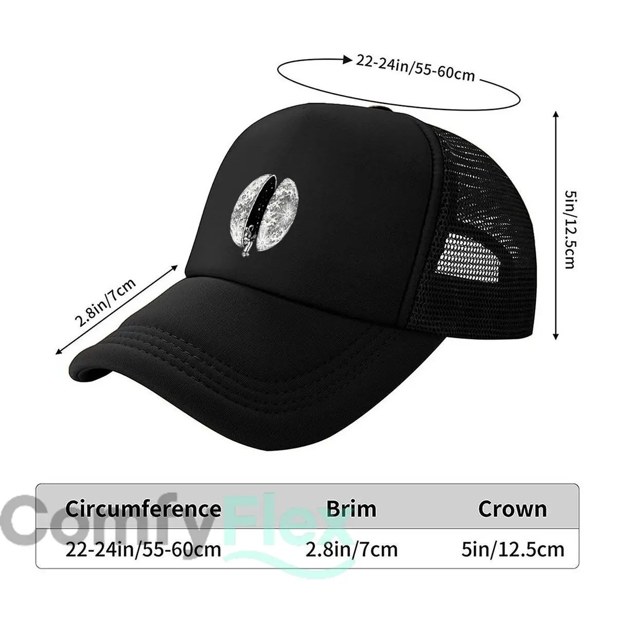 Astronaut In Moon Shell Graphic Mesh Baseball Cap Casual Hat Outdoor  For Womens Unisex Female
