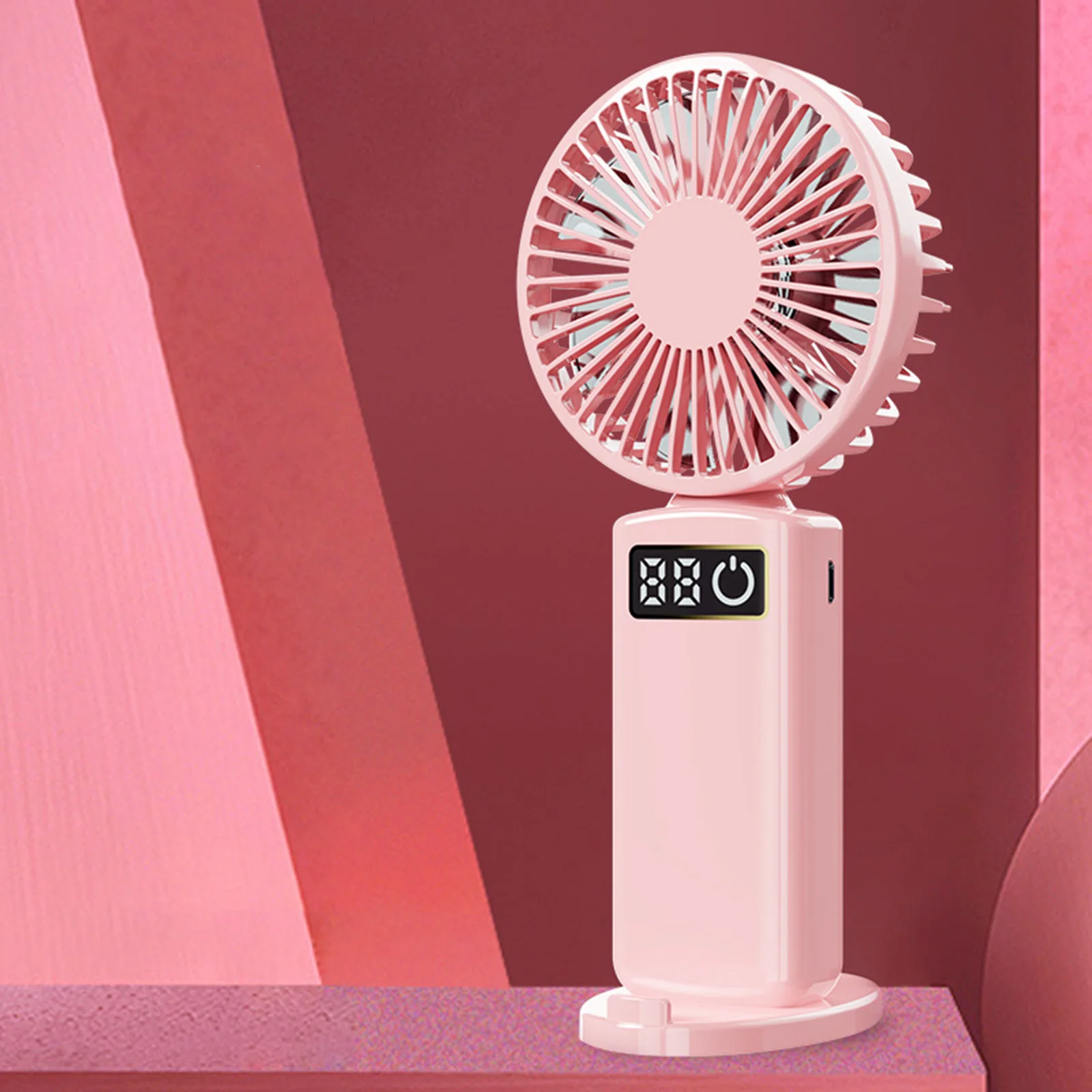 3 Speeds Adjustable Mini Handheld Fan Portable USB Rechargeable Quiet Cooling Fans with Phone Holder for Camping Home Travel