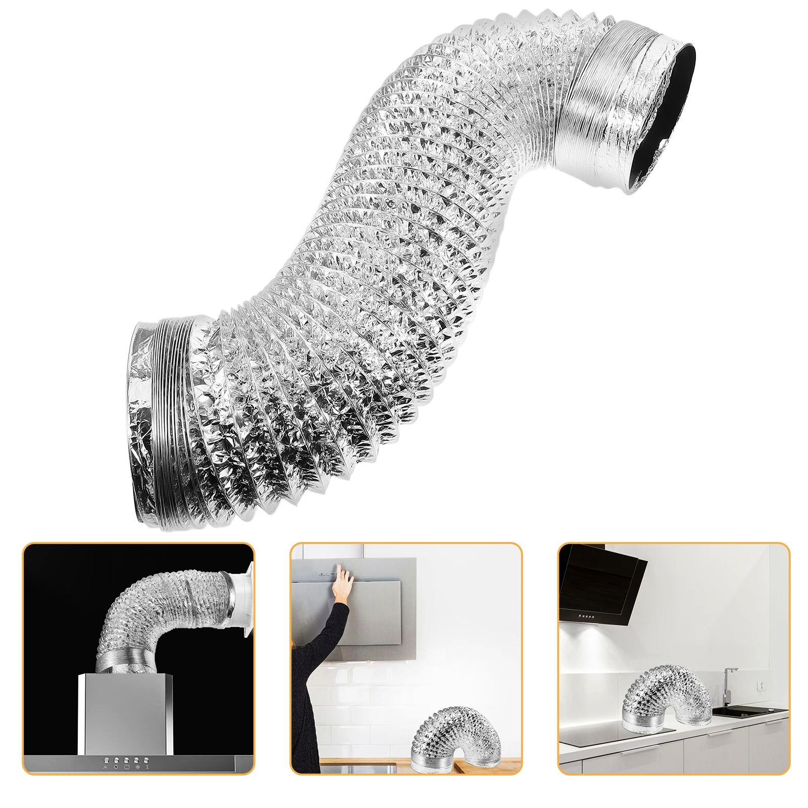 

Flexible Chimney Flue 10Ft Aluminum Foil Exhaust Hose Stove Replacement Range Hood Vent Pipe Duct For Kitchen Bathroom