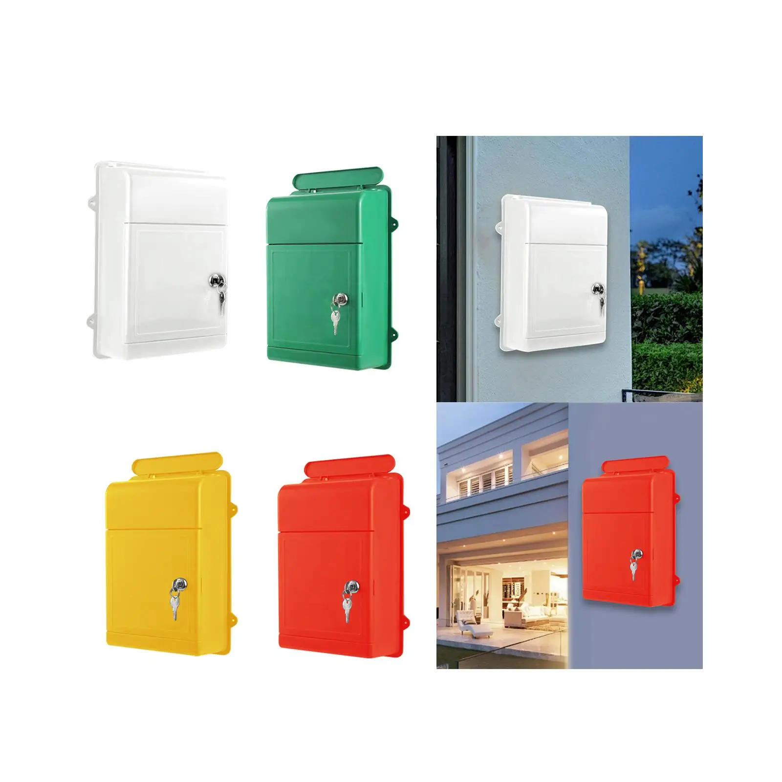 Wall Mount Mailbox Letter Box Newspaper Box Easy to Use Locking Mailbox Postbox for House Street Outside Office Building