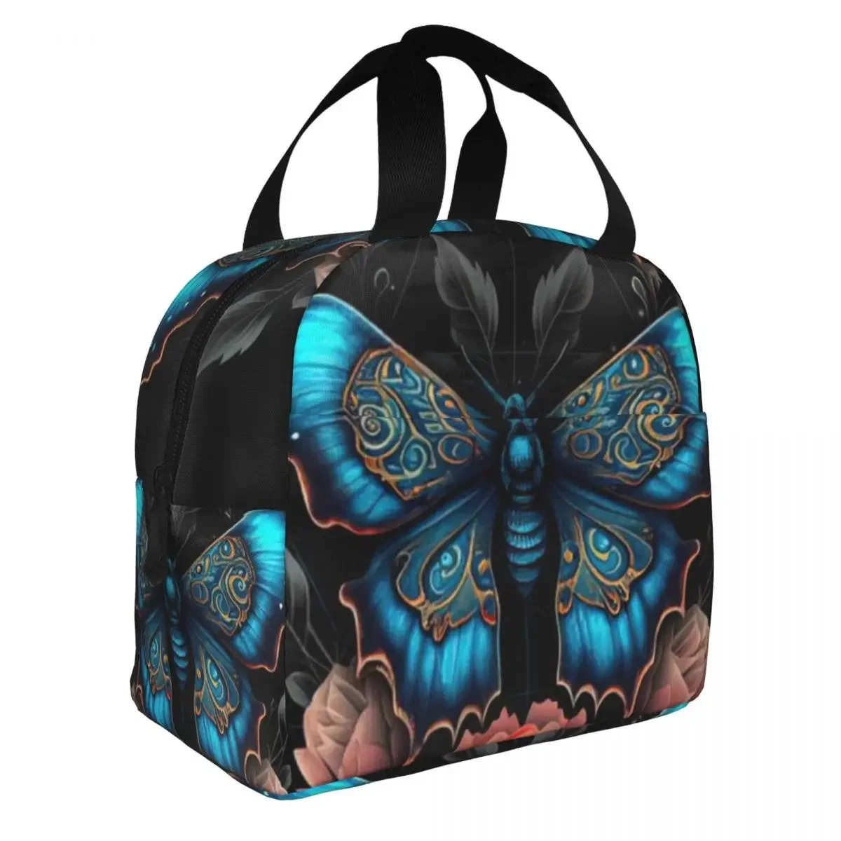 Lunar Moth Tattoo Lunch Bento Bags Portable Aluminum Foil thickened Thermal Cloth Lunch Bag for Women Men Boy