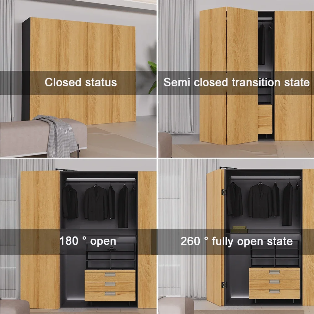 

1PC No Lower Track Fully Open Cabinet Door Slide Rail Corner Cabinet 260 Degree Large Angle Folding Door Slide Rail Track Hinge