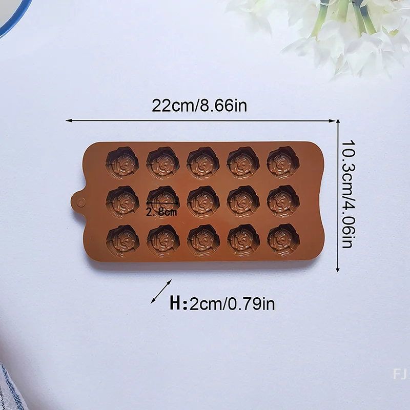 [YU] 1개 15구 로즈 모양 실리콘 몰드 DIY 꽃 초콜릿 케이크 비누 몰드 아이스 트레이 베이킹 몰드 케이크 데코레이팅 도구