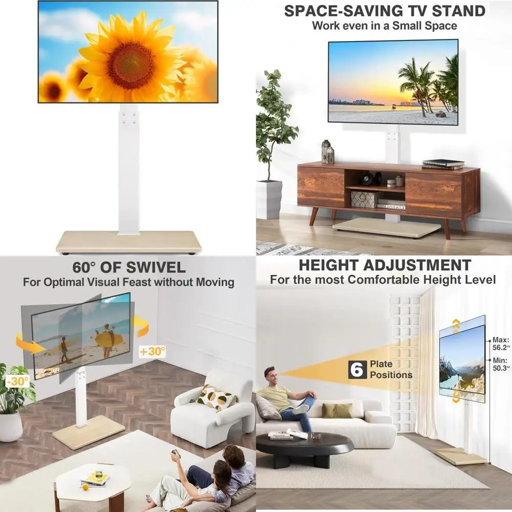 

Universal Swivel TV Stand Mount for 32-75 Inch Plasma LCD LED OLED TVs with Height Adjustment and Curved Screen Compatibility