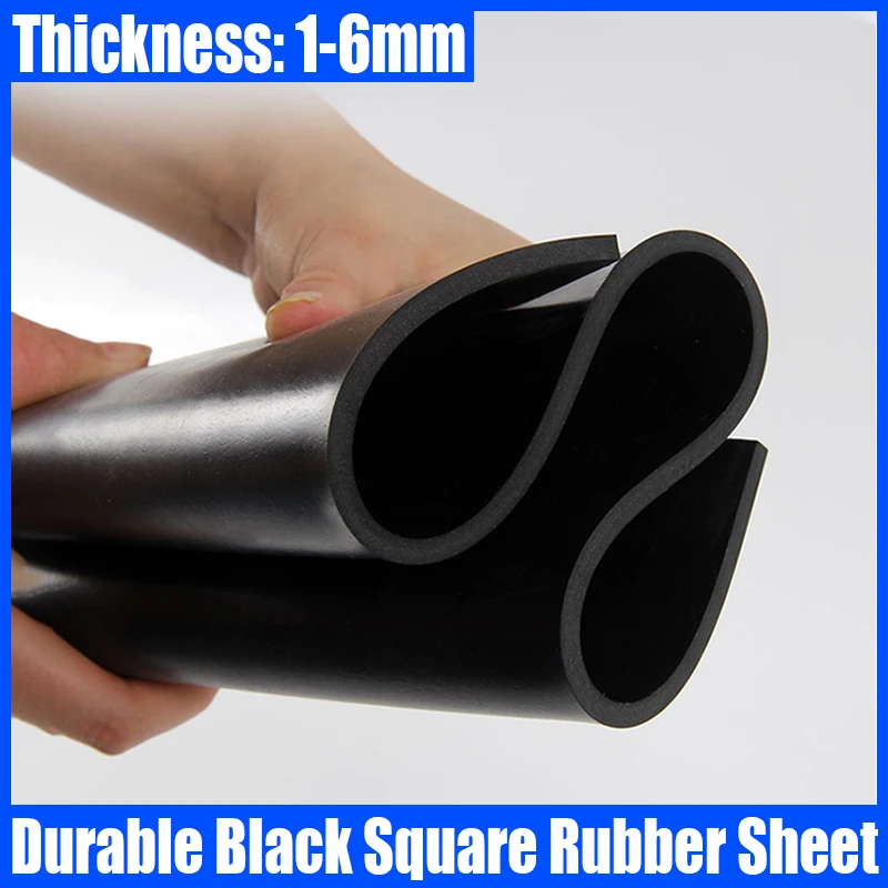 

1PCS 500x500mm Black Square Rubber Sheet Thickness 1-6mm Soft Insulating Rubber Plate High Temperature/Chemical Resistance