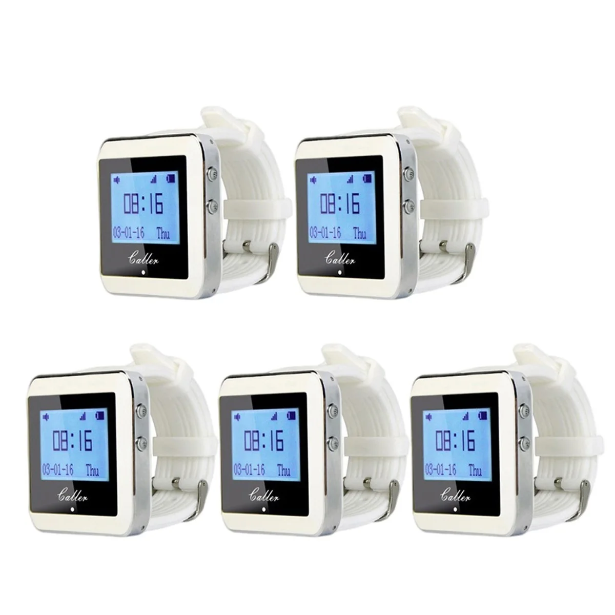 AAA+ 5Pcs Watch Receiver Wireless Calling System Waiter Pager Restaurant Equipment Catering Customer For Service Cafe Nurse