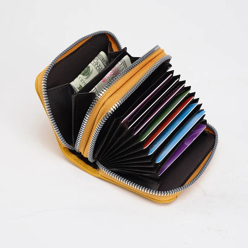 Card case universal anti-theft brush large capacity zipper waterproof and dustproof PU organ type card case, 10 colors