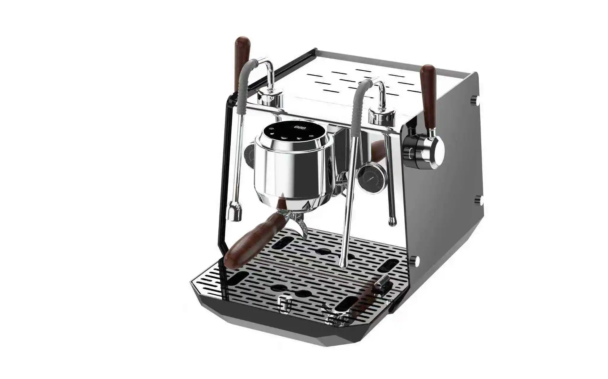 High-end Electric Multi-use Semi-Automatic Espresso Machine Stainless Steel Solid Wood Handle For Hotel Use Eco-Friendly 1 Year