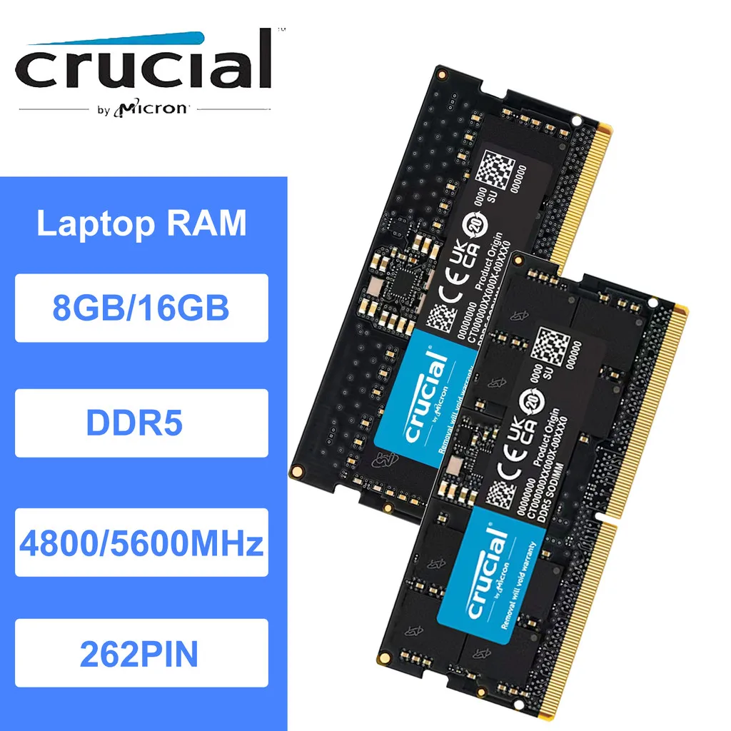 

Crucial DDR5 RAM PC5 8GB 16GB 32GB 4800mhz 5600mhz laptop memory ram ddr5 module ECC error correction 262 Pin SO-DIMM