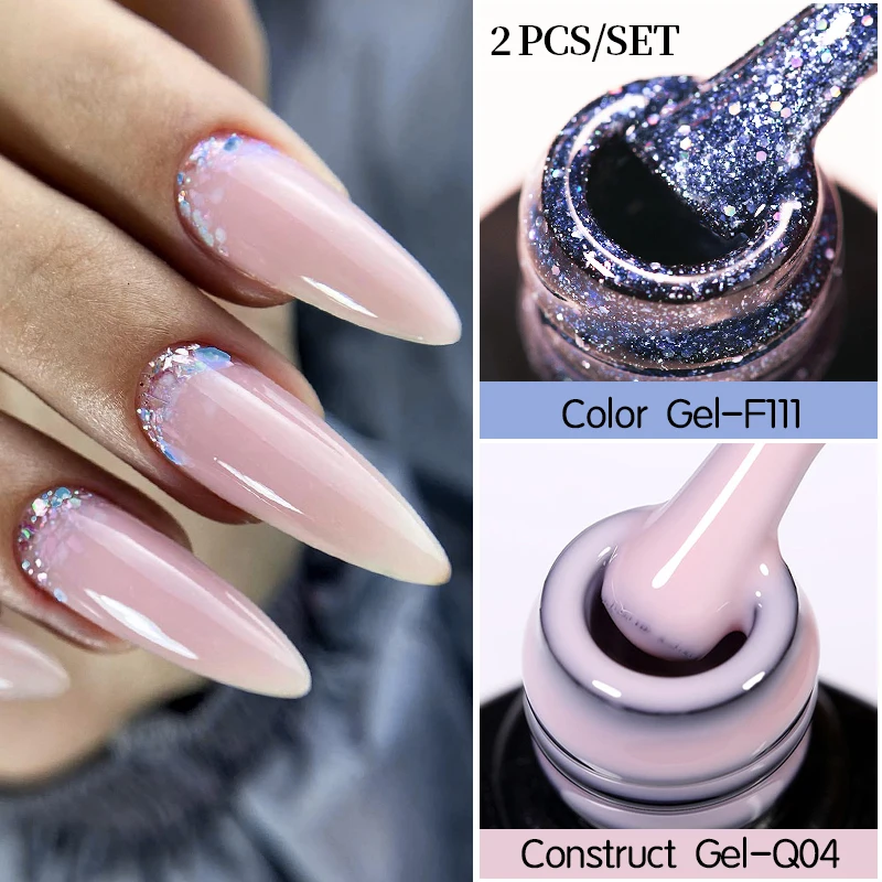 LILYCUTE 7ML Snowflake Gel Nail Polish Construct Gel Set Vernis Semi Permanent UV Gel Gradient Nail Art Christmas Glitter Polish
