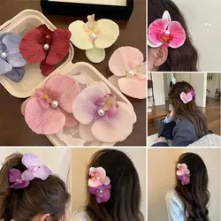 Phalaenopsis Pearl Hair Clip Orchid Butterfly Hair Clip Hair Accessories Hair Styling Tools Bow Flower Hair Clips Duckbill Clip