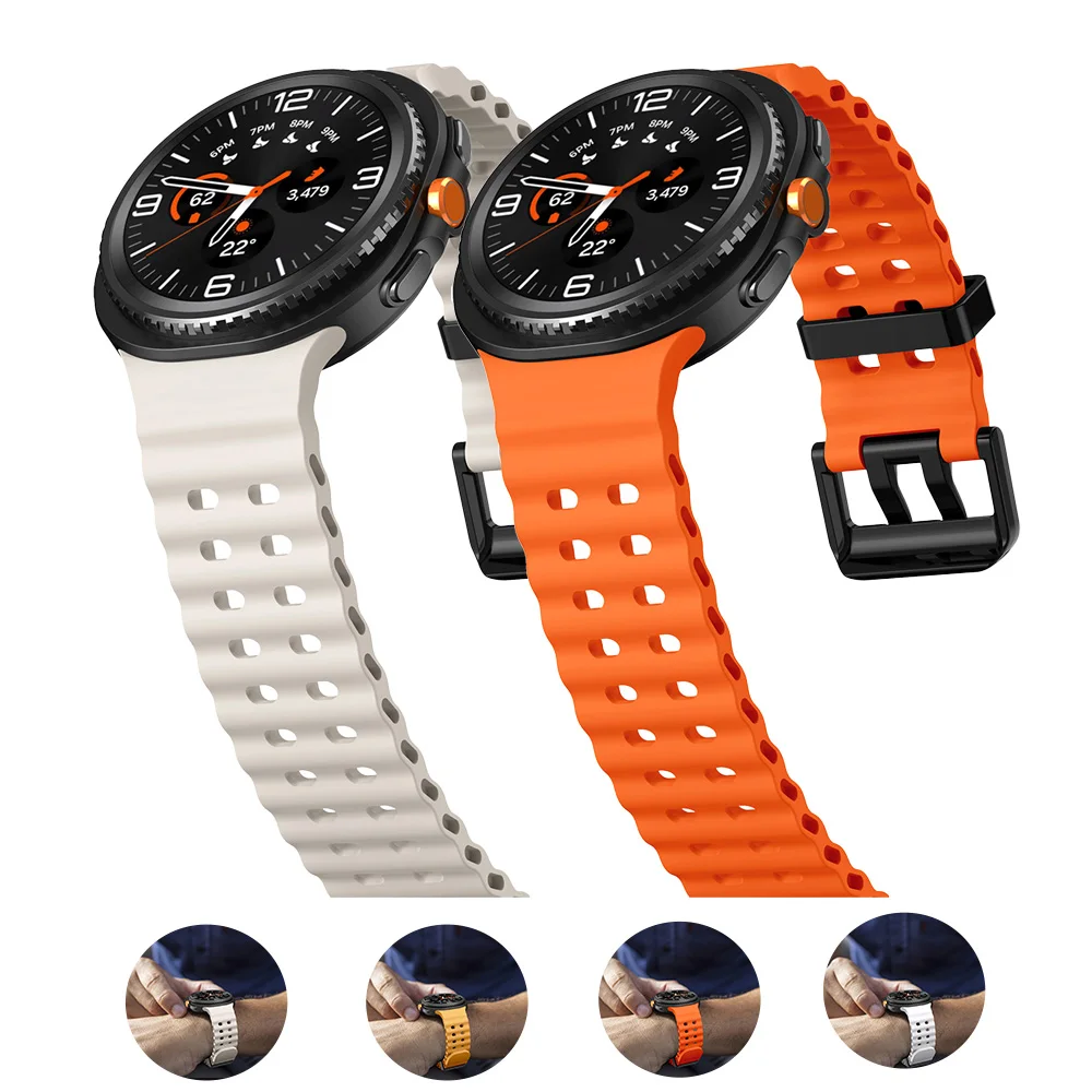 Sportarmband für Samsung Galaxy Watch 8 40 mm 44 mm, atmungsaktives Ocean-Band für Samsung Galaxy Watch 8 Classic 46 mm, Silikonarmband
