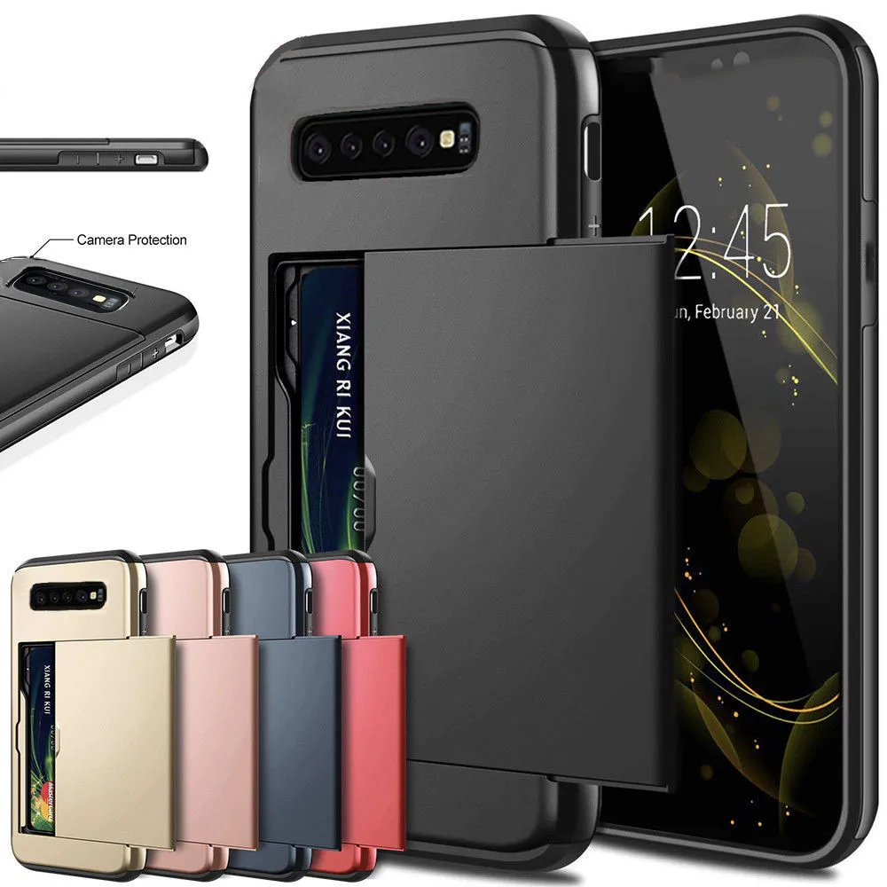 Business Cases For Samsung galaxy S10 Plus S20 S9 S8 S7 S6 Edge Slide Armor Wallet Card Slots Cover for Samsung Note 10 9 8