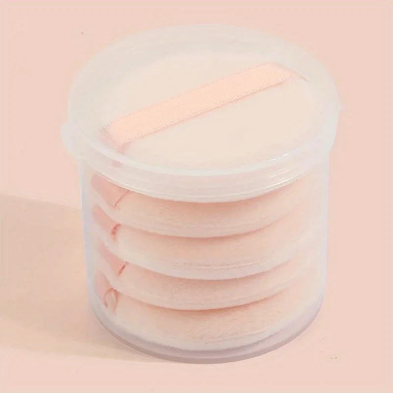 5Pcs Air Cushion Makeup Puffs With Straps Soft Blending Sponge For Loose Powder Body Powder Round Powder Puff With Storage Box