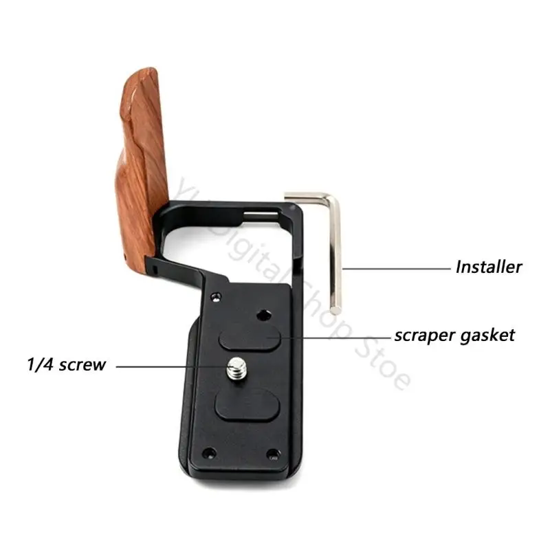96BA Kamerakäfig mit L-Halterung aus kratzfestem Metall für ZV-E10 II Ergonomischer Holzgriff – Detail 4