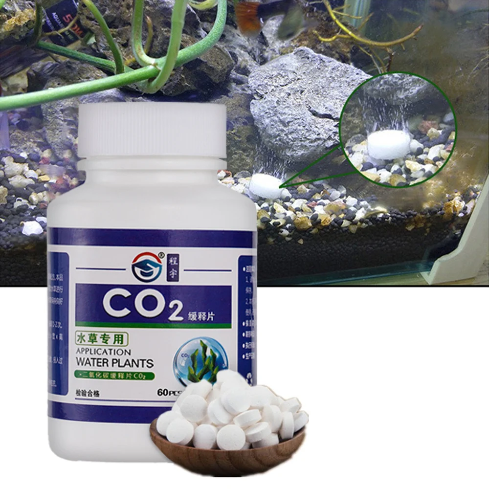 60pcs CO2 Tablet Water Grass Aquarium Aquatic Leaf Float Grass Plants CO2 Carbon Dioxide Slice Diffuser Producer For Fish Tank