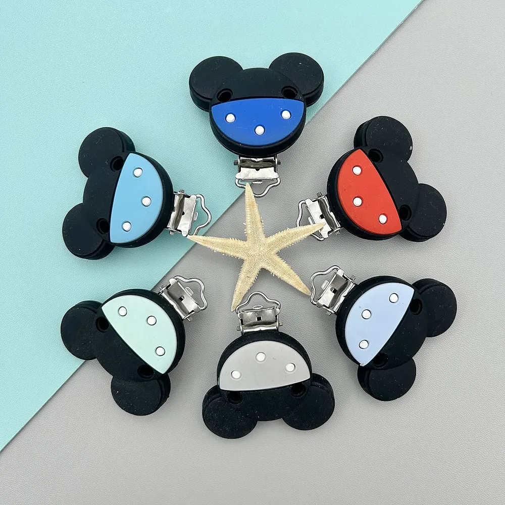 3PC Silicone Animal Clips Bracket Various Baby Pacifier Chain Holder Accessories Care Teether DIY Nipple BPA Free Baby Gifts