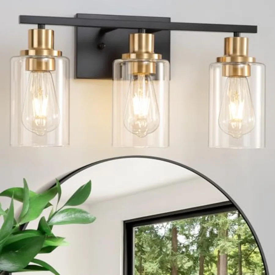 

Bathroom Light Fixture Vanity Lights Over Mirror 3 Light Wall Sconces Lighting with Clear Glass Shades Modern Wall Lights Wall