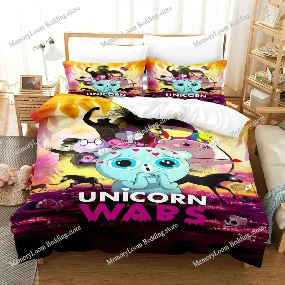 

Home Textile Cartoons Fun Unicorn Wars Duvet Cover Pillow Case Boy Girl Bedding Set King/Queen/Twin Size Soft Polyester