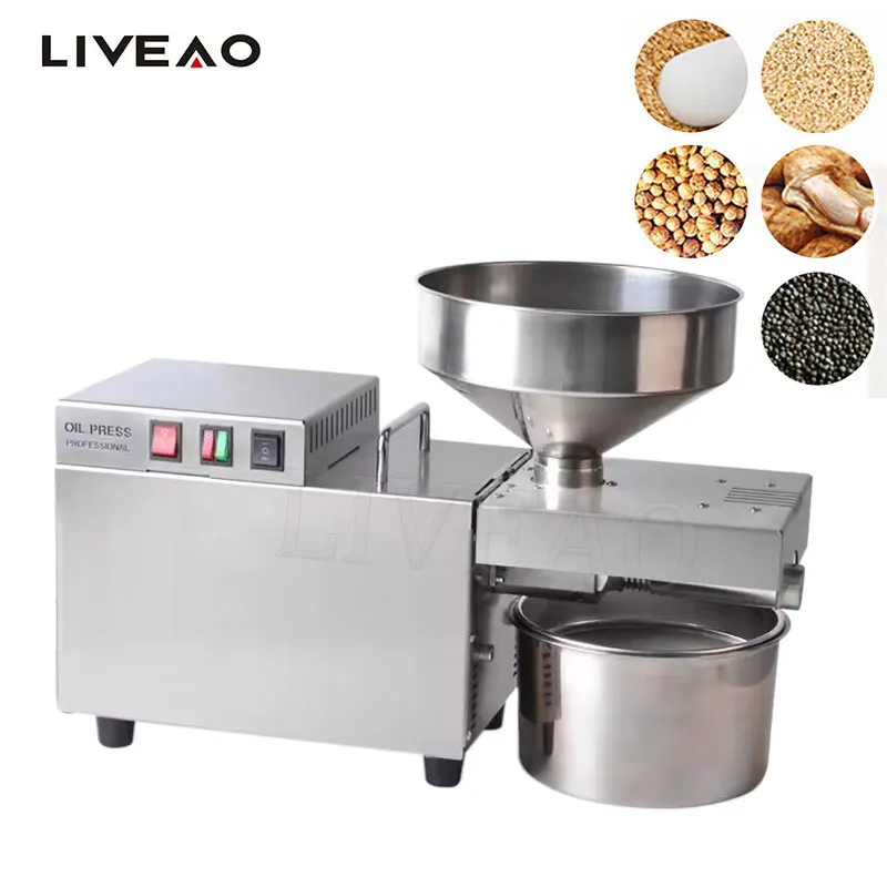 Automatic Commercial Oil Press High Power Pressing Flax Seed Peanut Stainless Steel Intelligent Press 220V