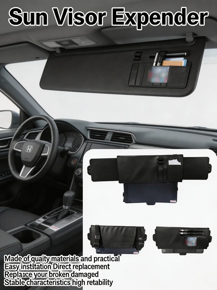 Extensor de viseira solar para carro, 31x15,5cm, couro PU, placa de PC, bloqueador de sol para lado do motorista, acessórios para interior de carro, g