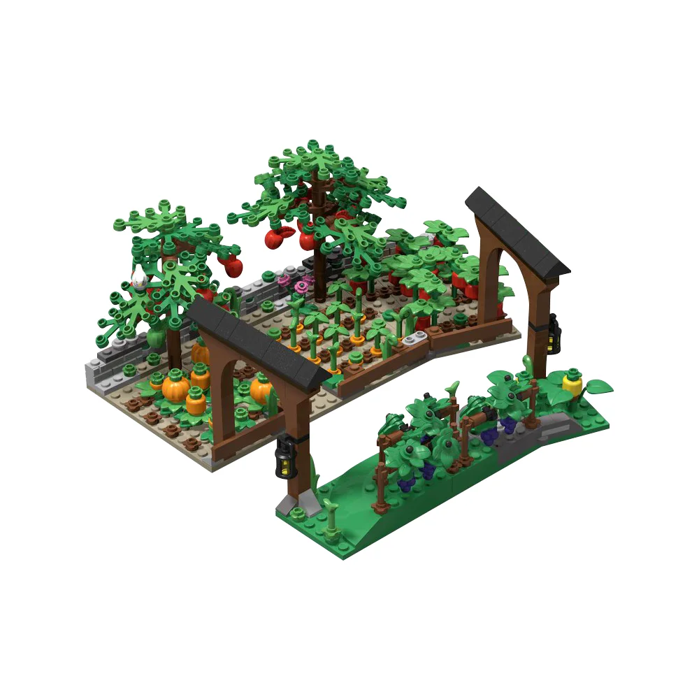 

MOC Rural fruit Garden Crop field Garden Model Building Blocks Apple Grapes Garden Bricks fire flower Toy Brick Particles Gift