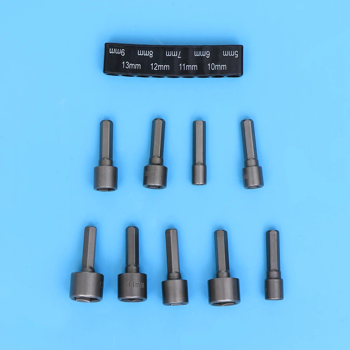 

9 Pcs Screwdriver Bits Socket Adapter 5mm-13mm Metric Hexagon Shank Strong Inner Sleeve Chrome Vanadium Steel