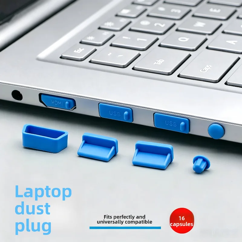16Pcs/Set Laptop Dust Plugs Kit, USB/HDMI/RJ45/Audio/SD Port Covers, Universal Silicone Dust Stopper