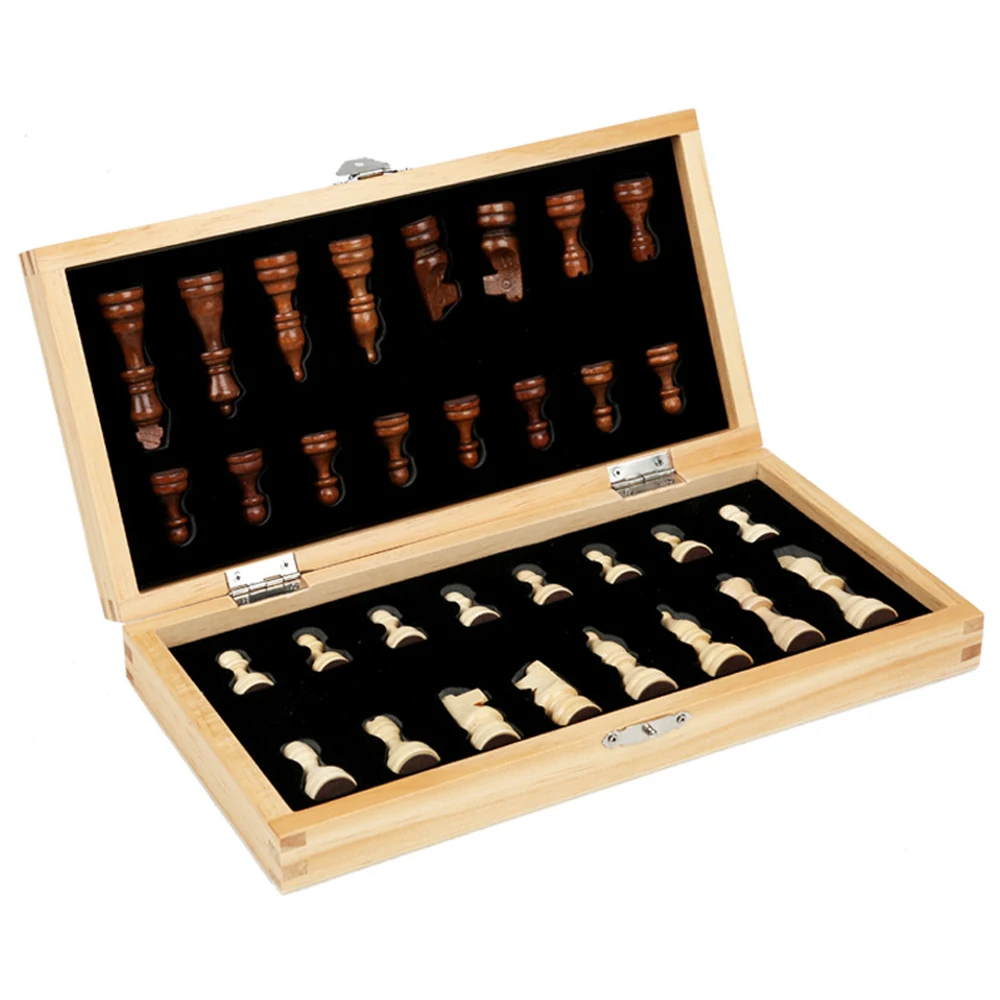 

Magnetic Wooden Chess Board Set Folding International Chess Game 11.4x11.4in with Crafted Chess Pieces and Storage Slots