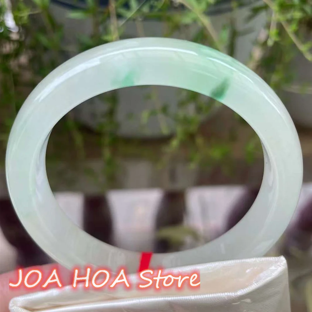 Newest Natural Jadeite Ice Kind Bangle Emerald Floating Green Bracelet Exquisite Elegant Atmosphere Jade Handring Fine Jewelry