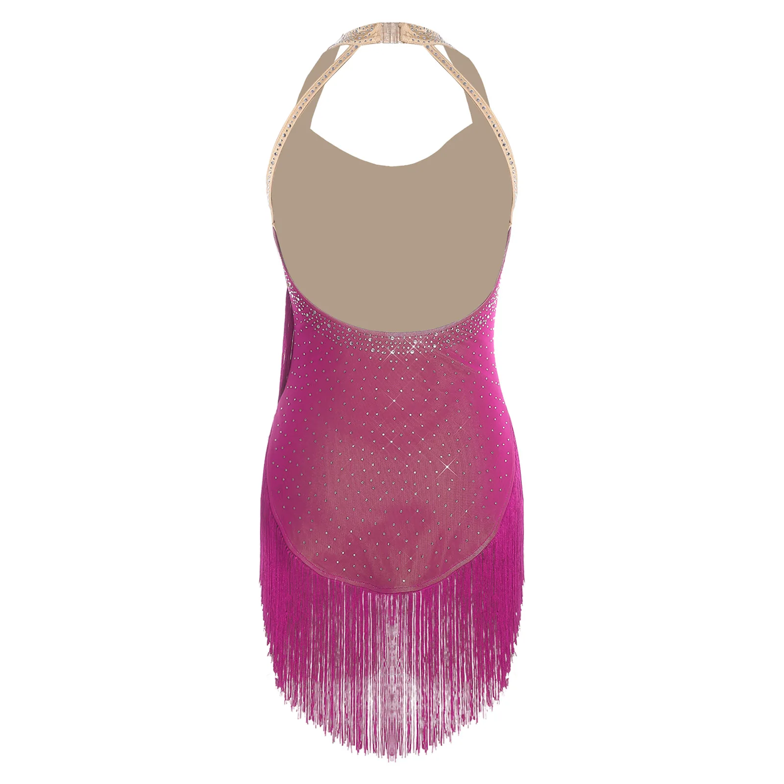 المرأة غنائية تشا تشا اللاتينية أداء الرقص فستان الرسن عارية الذراعين الترتر بذلة ل التانغو تشا تشا اللاتينية السامبا ملابس رقص #4