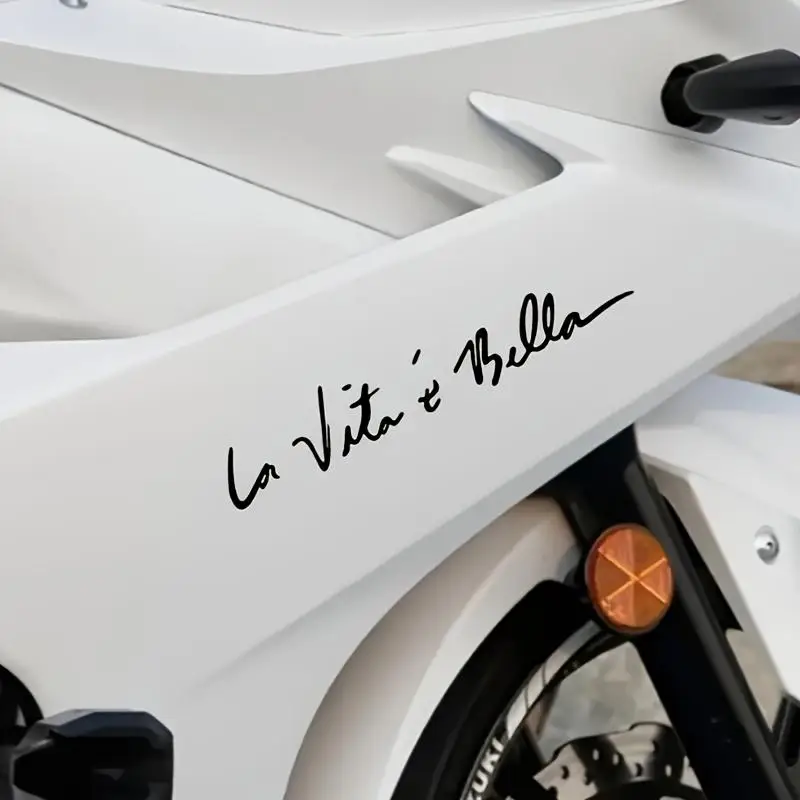 AliExpress NONE 1PC La Vita è Bella Handwritten Waterproof Vinyl Stickers Black Script Decals for Motorcycle Car Helmet Bike Decor