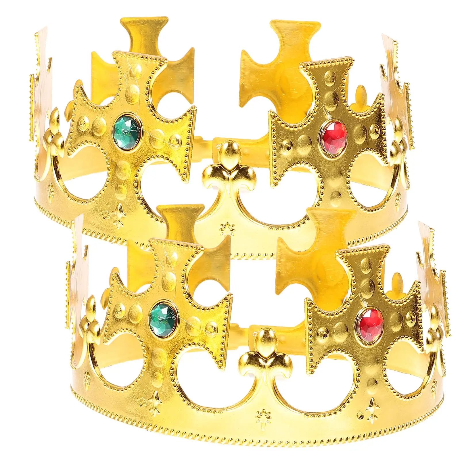 2 Pcs King Crown Plastic Plating Queen Medieval Crown Cross Theater Halloween Prop Birthday Party Favors