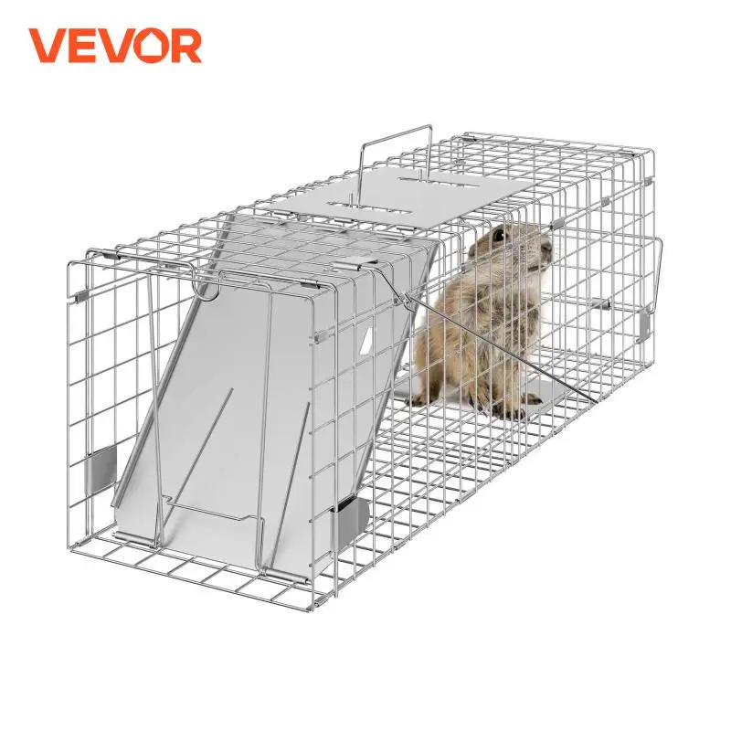 VEVOR Live Animal Cage Trap Humane Cat Rodent Control Folding with Handle for Rabbits Stray Cats Squirrels Raccoons Groundhogs