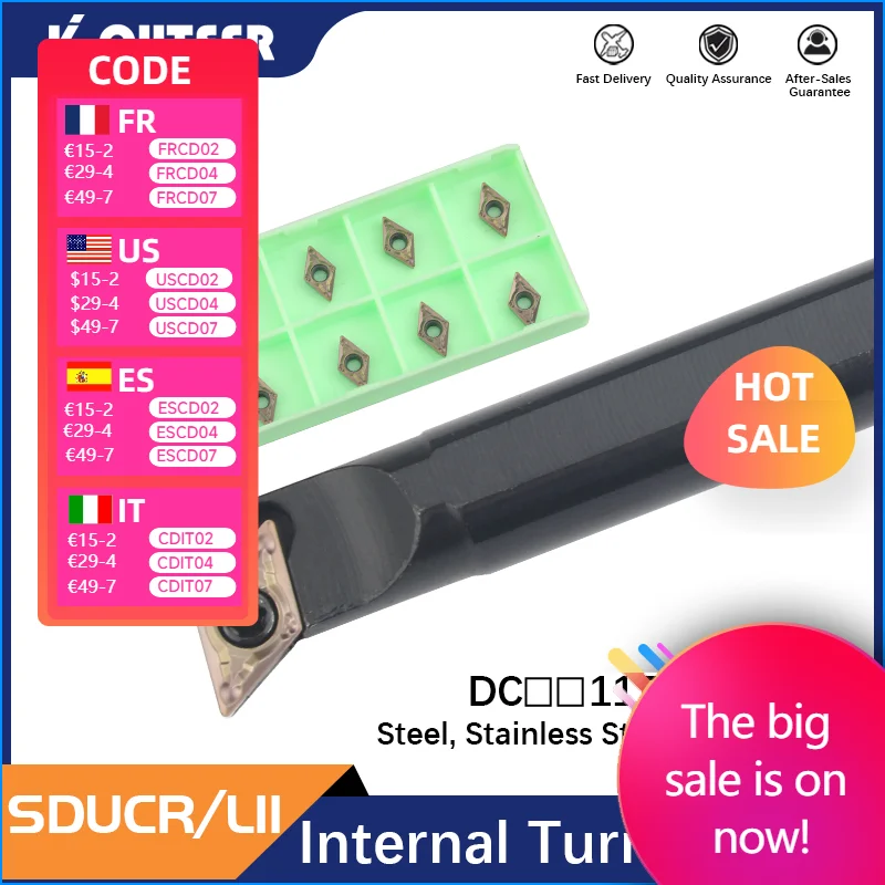 

Internal Turning Tool Holder S16Q-SDUCR11 S25S-SDUCR11 S32T-SDUCR11 Boring Bar DCMT Carbide Inserts Lathe Bar CNC Cutting Tools