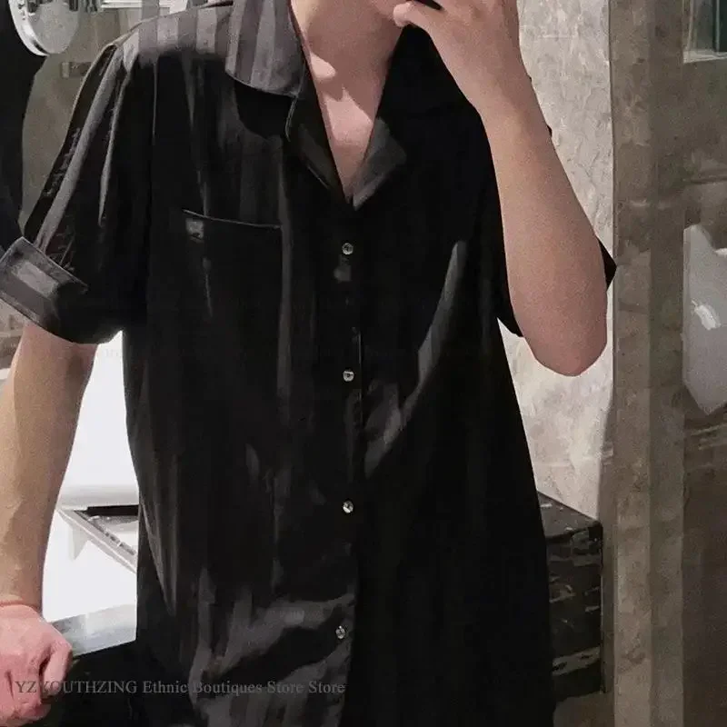 

Полосатые брюки с короткими рукавами, пижамный комплект из 2 предметов, новая мужская одежда для сна, модный пижамный костюм, свободная повседневная атласная домашняя одежда, пижама