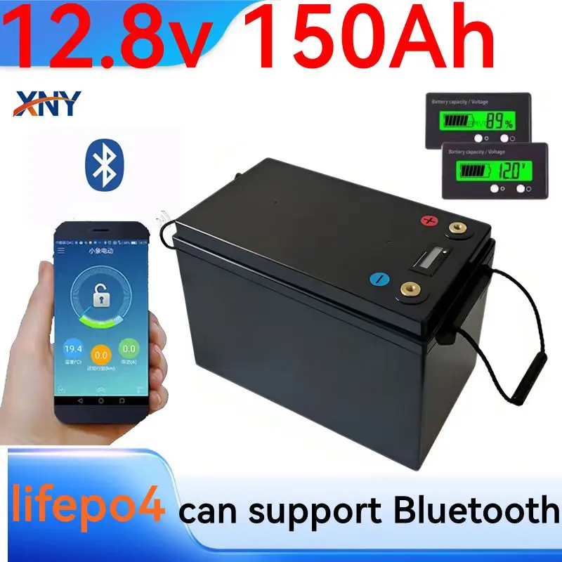 12.8V 12V 150AH Lifepo4 Lithium Battery with Bluetooth BMS APP for Boat Solar Energy Storage System Includes 10A Charge