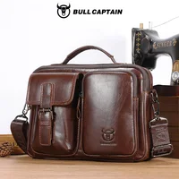 BULLCAPTAIN, nuevo bolso cruzado de cuero genuino para hombre, maletín para hombre, bolso de mensajero, maletín de negocios informal, bolso de hombro para hombre estilo